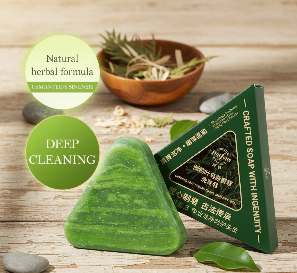 Grass Shampoo Soap Bar - Natural Herbal Formula for Deep Cleansing & Oil Control
